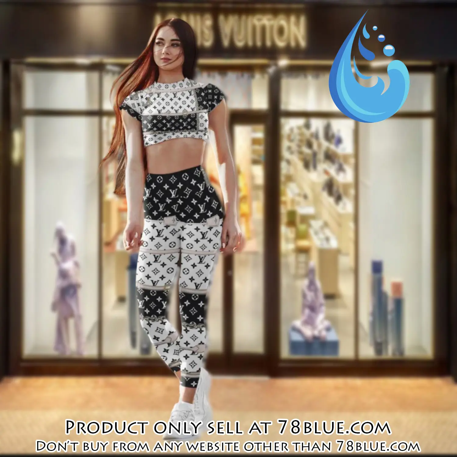 Triple black louis vuitton luxury sportwear combo luxury brand crop top tshirt and legging for women ctl1040 78b1443151